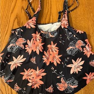 Floral Black and Floral Women's Swim Top